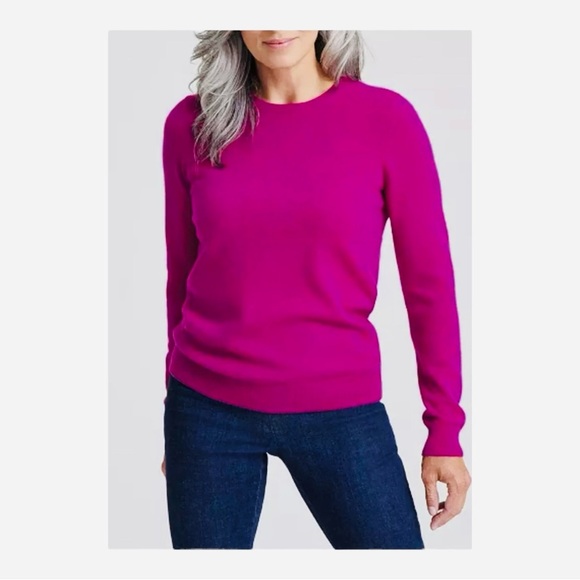 Charter Club 100% Cashmere Crew Neck Sweater in Fuchsia NWT - Picture 1 of 5
